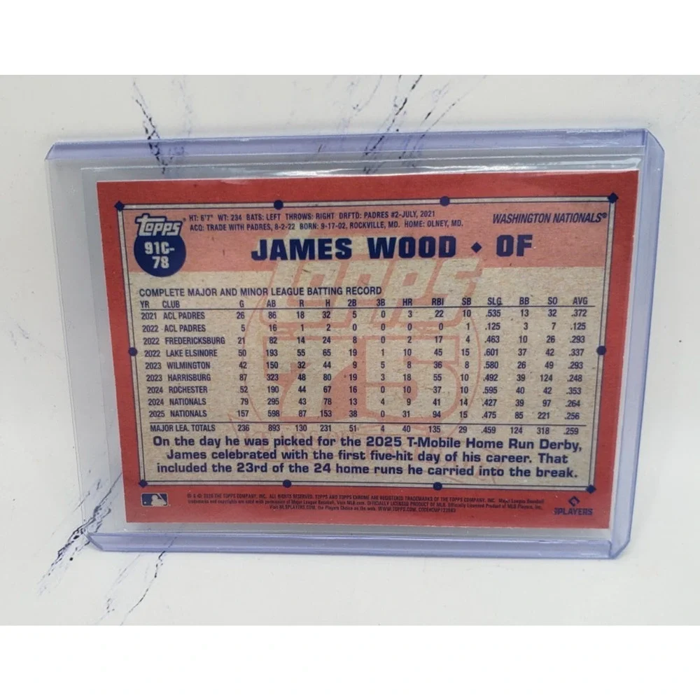 Topps 2026 1991 Topps Baseball James Wood Washington Nationals Chrome #91C-78